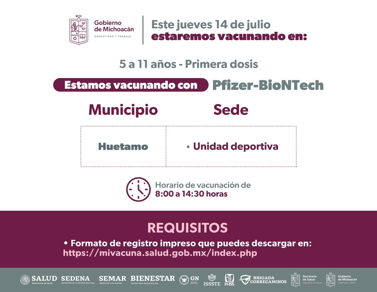Vacunación contra Covid-19 para niños de 5 a 11 años se mantiene en 5 municipios