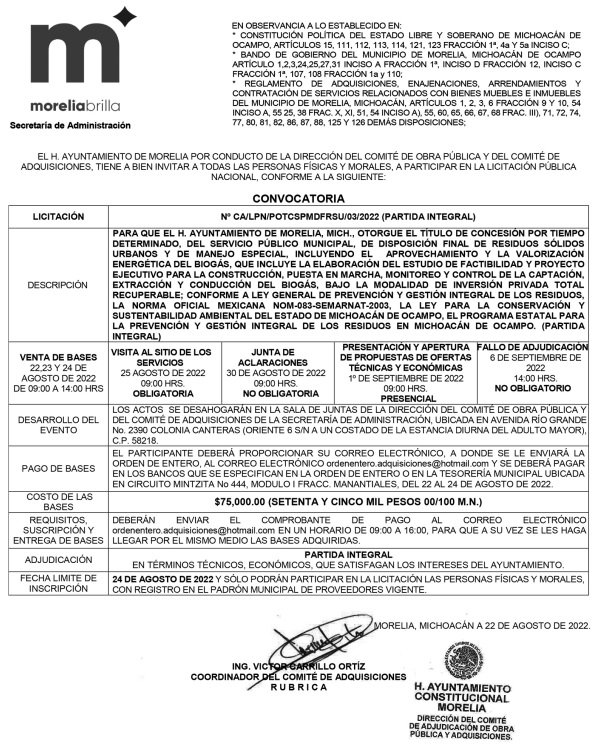 Convocan a proyecto de recicladora de residuos
