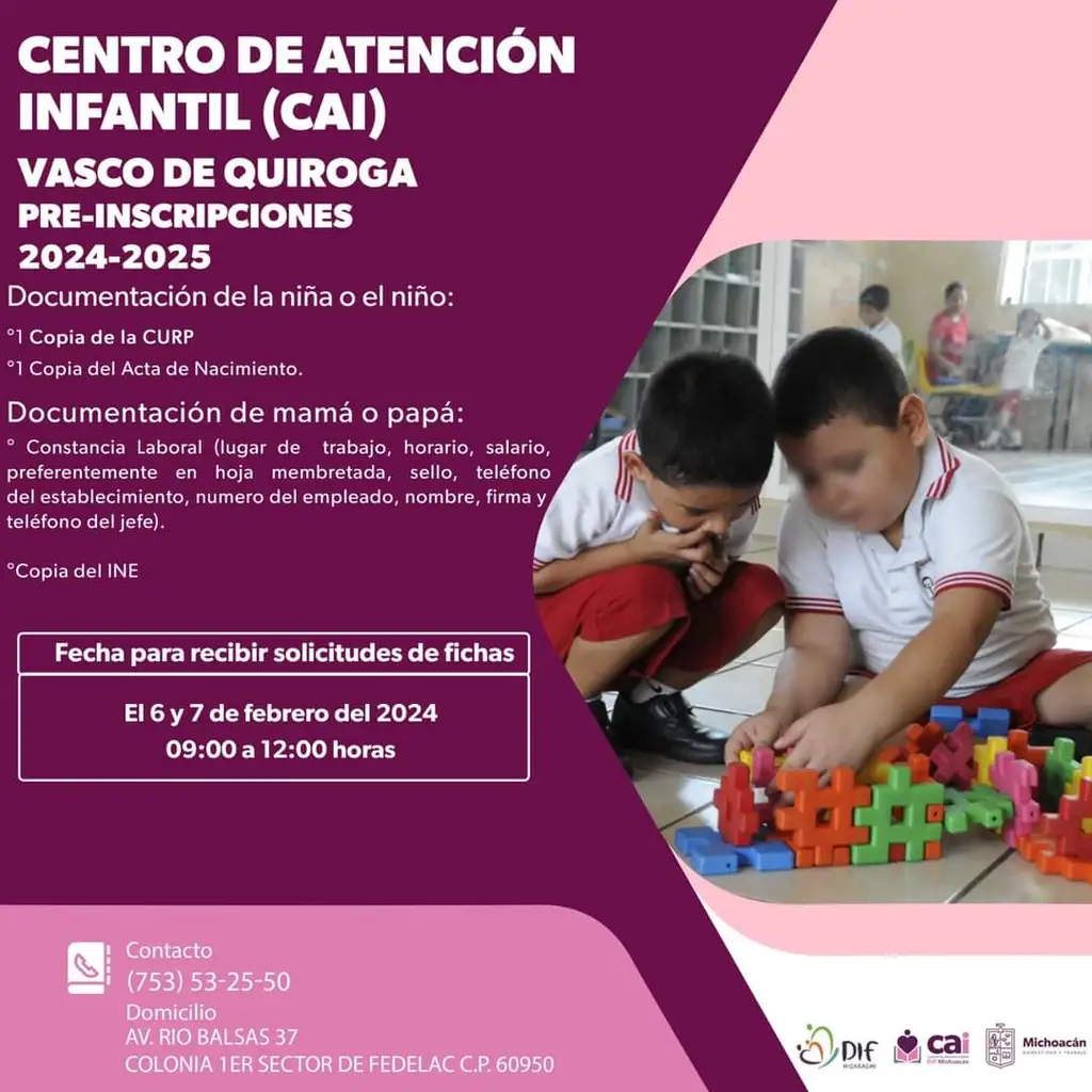 Anuncia DIF Michoacán inscripciones a los Centros de Atención Infantil