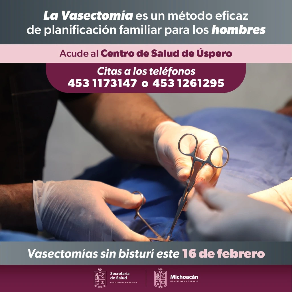 Anuncian jornada de vasectomías sin bisturí en Úspero