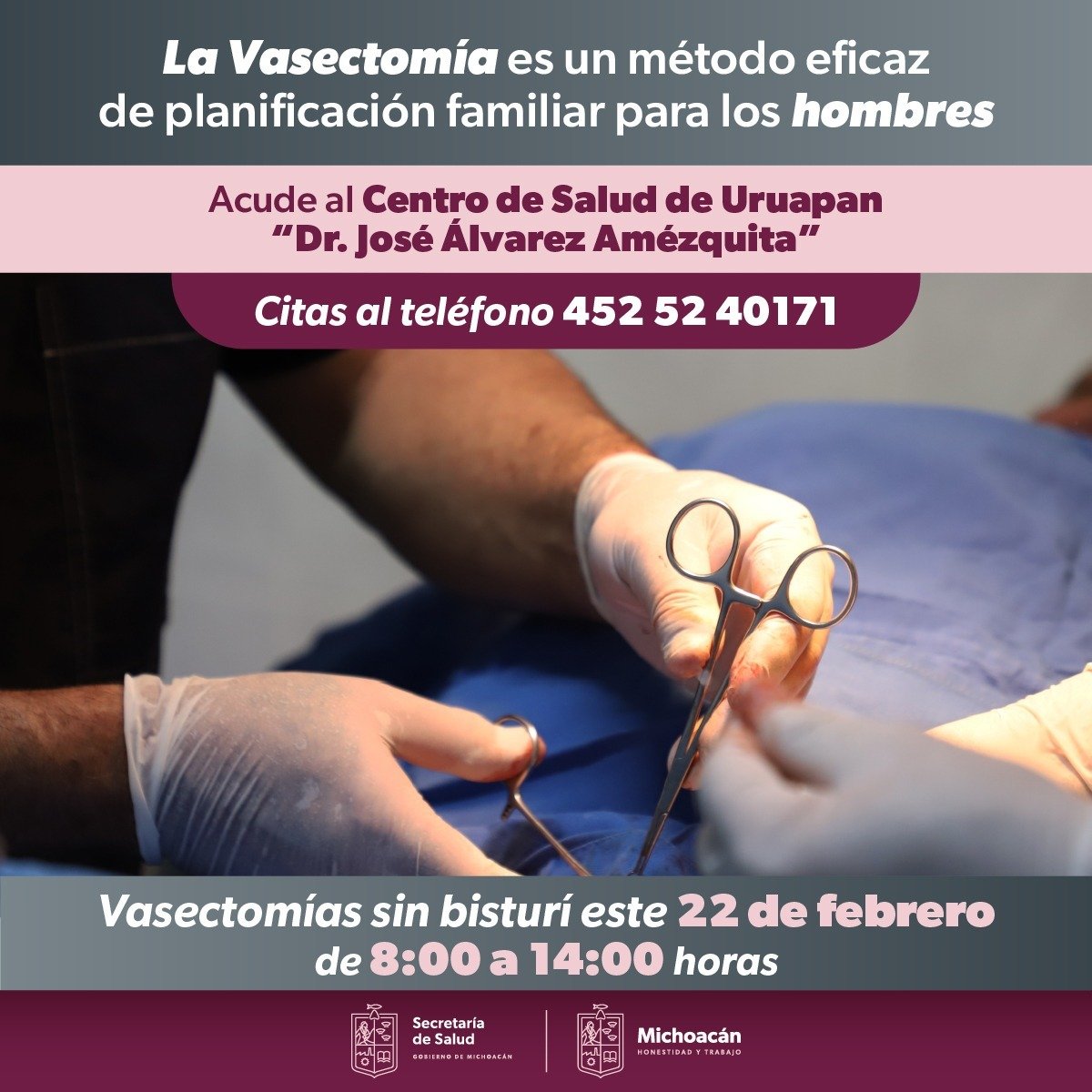 Promueve SSM jornada de vasectomía sin bisturí gratuita en Uruapan