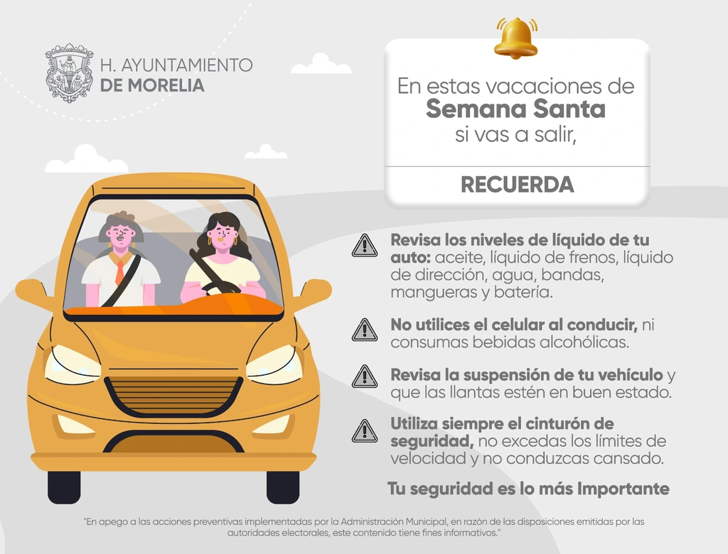 Ayuntamiento de Morelia da recomendaciones de viaje durante Semana Santa