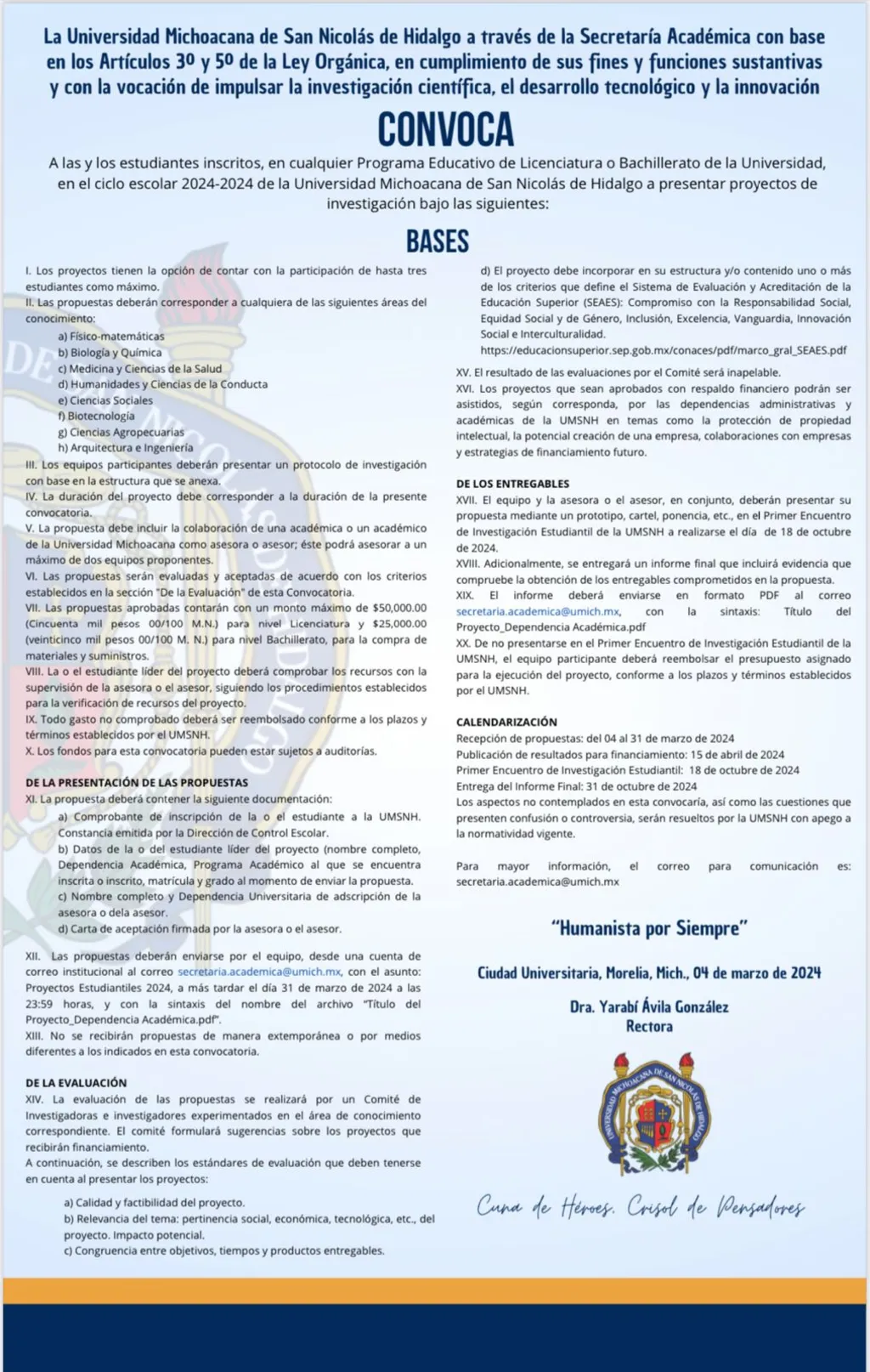 Convoca la UMSNH a presentar proyectos de investigación