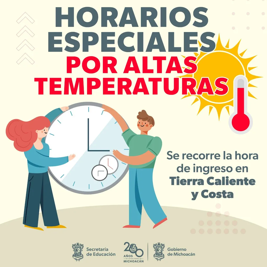 Por calor, SEE movió el horario en escuelas de 25 municipios de Michoacán