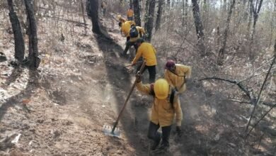 Helicóptero ayuda en incendio forestal en Pátzcuaro