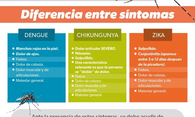 Los síntomas que diferencian el dengue, zika y chikungunya