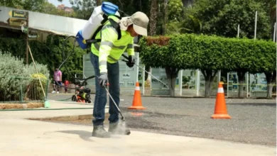 Aplican producto nanotecnológico en el piso para purificar el aire de la ciudad