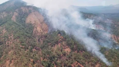 Atienden incendio forestal en el Cerro de la Cruz, en Uruapan