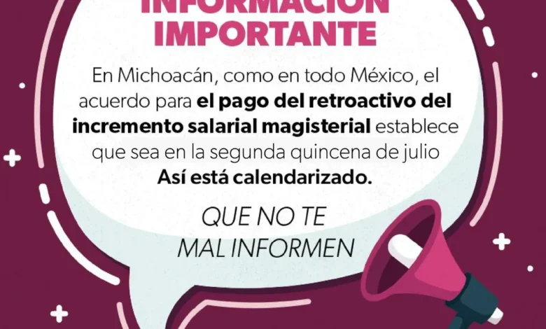 Pago retroactivo a docentes se entregará la segunda quincena de julio