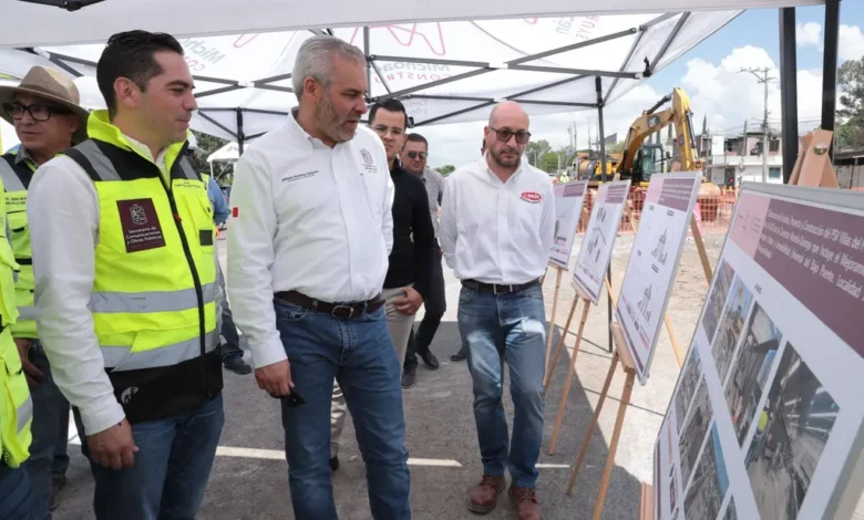 Supervisa Bedolla avance del paso vehicular de Villas del Pedregal