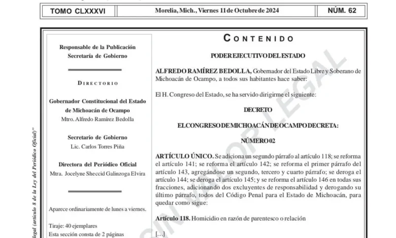 Se publica en Periódico Oficial decreto que despenaliza el aborto