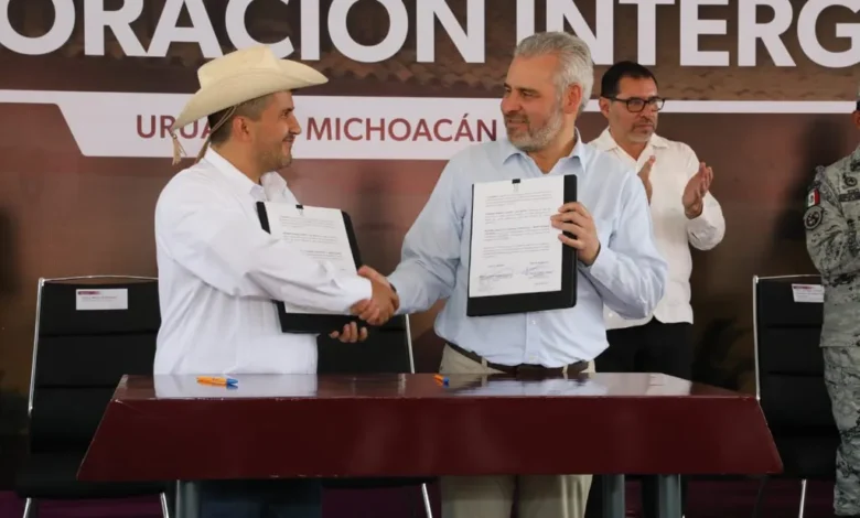 Bedolla y Manzo firman convenio para fortalecer la seguridad en Uruapan
